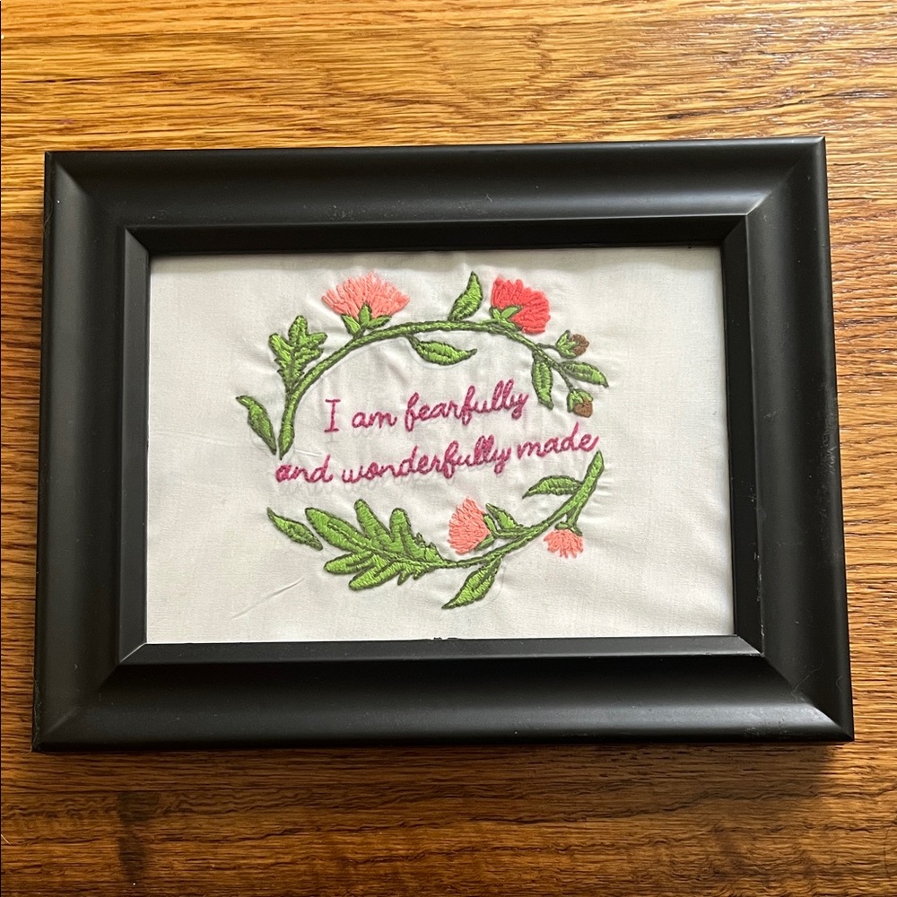 Christian Embroidered Floral Wall Art
